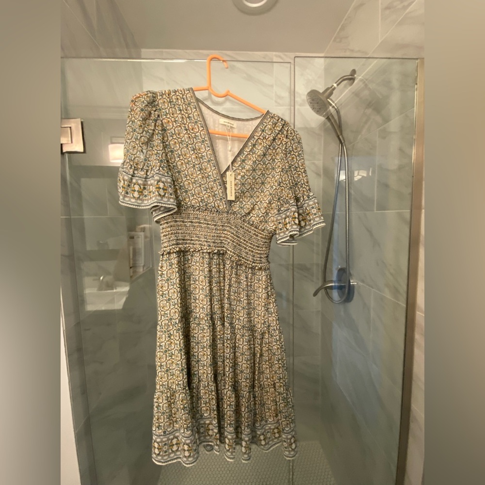 NWT Max Studio Dress with white, green, and yellow pattern